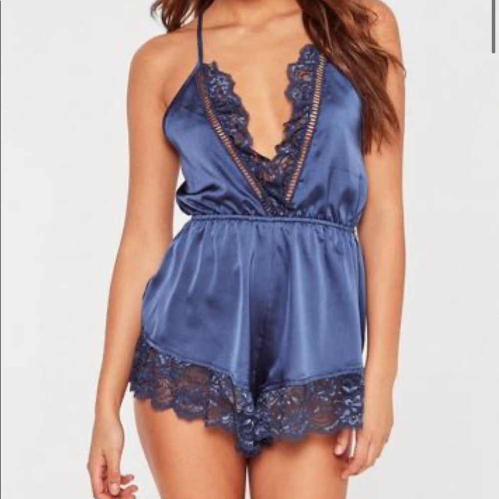 Missguided Lace Trim Teddy Romper